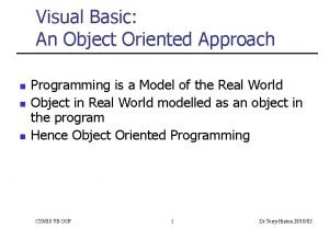 Visual Basic An Object Oriented Approach n n