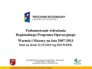 Podsumowanie wdraania Regionalnego Programu Operacyjnego Warmia i Mazury