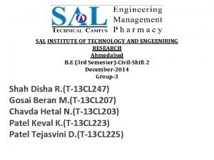 SAL INSTITUTE OF TECHNOLOGY AND ENGEENIRING RESEARCH Ahmedabad