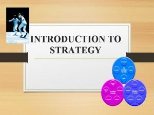 INTRODUCTION TO STRATEGY Learning Outcomes 1 To understand