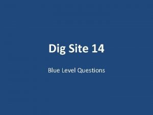 Dig Site 14 Blue Level Questions Why did