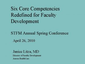 Six Core Competencies Redefined for Faculty Development STFM