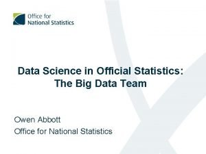 Data Science in Official Statistics The Big Data