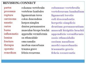 REVISION CONNECT partes processus ruptura carcinoma sanatio caries