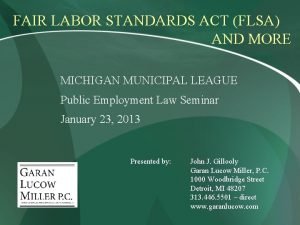 Fair labor standards act michigan