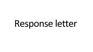 Response to decision letter Response to decision letter