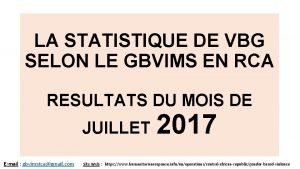 LA STATISTIQUE DE VBG SELON LE GBVIMS EN