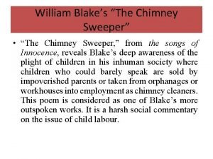 William Blakes The Chimney Sweeper The Chimney Sweeper