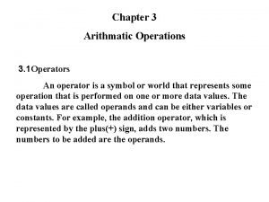 Arithmatic operator