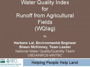 Water Quality Index for Runoff from Agricultural Fields