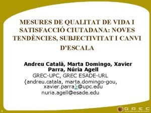 MESURES DE QUALITAT DE VIDA I SATISFACCI CIUTADANA