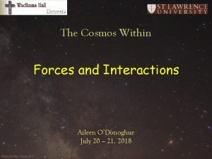 The Cosmos Within Forces and Interactions Aileen ODonoghue