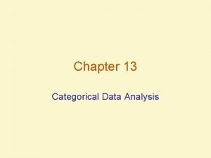 Chapter 13 Categorical Data Analysis Categorical Data and