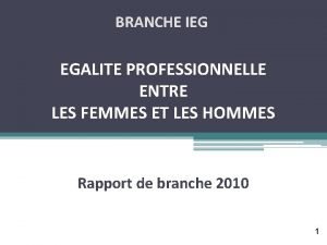 BRANCHE IEG EGALITE PROFESSIONNELLE ENTRE LES FEMMES ET