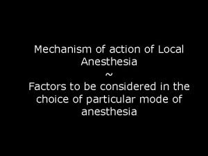 Composition of local anesthesia
