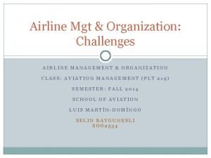 Airline Mgt Organization Challenges AIRLINE MANAGEMENT ORGANIZATION CLASS