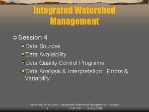 Integrated watershed management