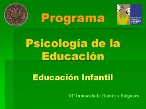 Programa Psicologa de la Educacin Infantil M Inmaculada
