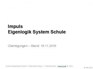 Impuls Eigenlogik System Schule berlegungen Stand 19 11