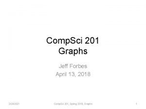 Comp Sci 201 Graphs Jeff Forbes April 13