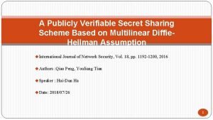 A Publicly Verifiable Secret Sharing Scheme Based on