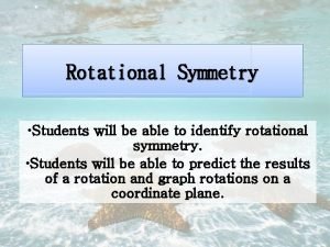 Rotational Symmetry Students will be able to identify