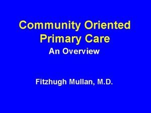Community oriented primary care definition
