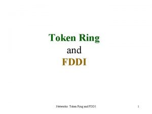 Token Ring and FDDI Networks Token Ring and