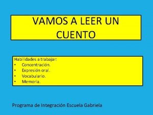 Vamos a leer un cuento