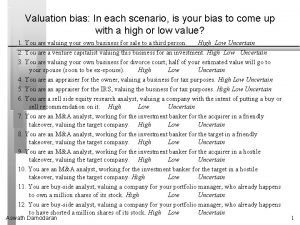 Valuation bias In each scenario is your bias