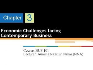 Chapter 3 Economic Challenges facing Contemporary Business Course