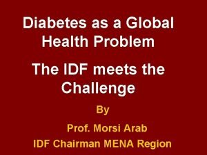 Diabetes as a Global Health Problem The IDF