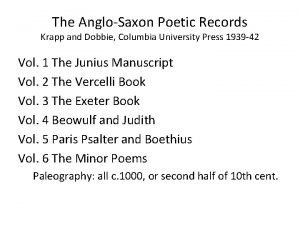 Anglo-saxon poetic records Anglo-saxon poetic records