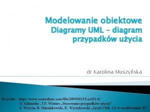 Modelowanie obiektowe Diagramy UML diagram przypadkw uycia dr