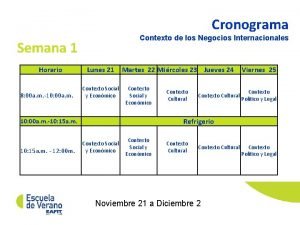 Cronograma Contexto de los Negocios Internacionales Semana 1