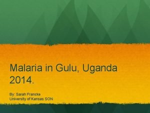 Malaria in Gulu Uganda 2014 By Sarah Francke