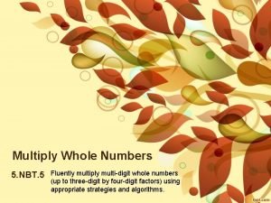 Multiply Whole Numbers 5 NBT 5 Fluently multiply
