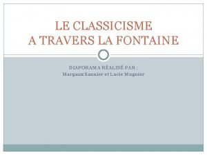 Jean de la fontaine classicisme