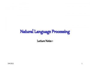 Nlp lecture notes
