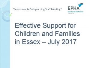 Sevenminute Safeguarding Staff Meeting Effective Support for Children