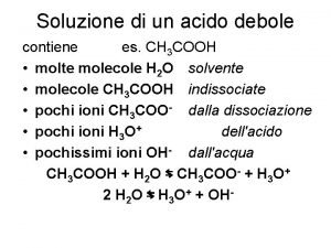 Soluzione di un acido debole contiene es CH