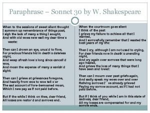 Shakespeare sonnets paraphrase
