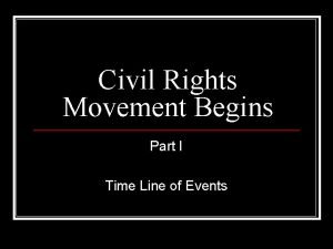 Civil Rights Movement Begins Part I Time Line