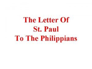 Letter of saint paul to the philippians