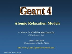 Atomic Relaxation Models A Mantero B Mascialino Maria