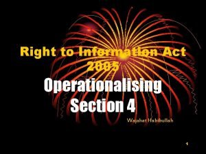 Right to Information Act 2005 Operationalising Section 4