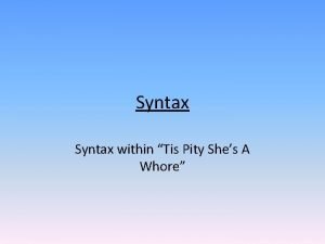 Syntax within Tis Pity Shes A Whore What