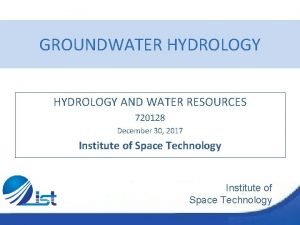 Groundwater hydrology