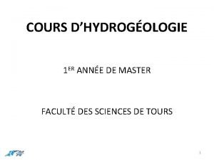 Cours hydrogéologie master