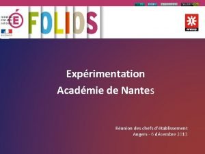 Exprimentation Acadmie de Nantes Runion des chefs dtablissement